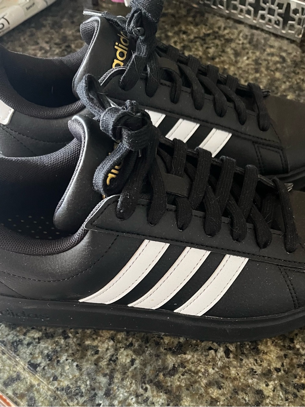 Adidas women Black Sneakers with White Stripes